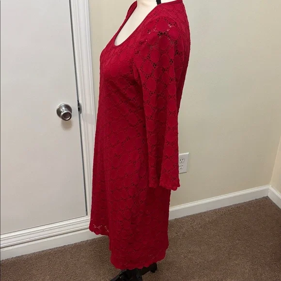 Ronni Nicole Red Lace Long Sleeve Dress size Medium - Picture 6 of 8
